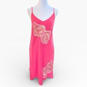 INC International Concepts Pink Floral Asymmetrical Dress Beaded Sequins Small